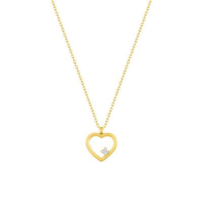 375/1000 Yellow Gold & Cubic Zirconia Necklace, Length 40 cm to 42 cm - Emanessence