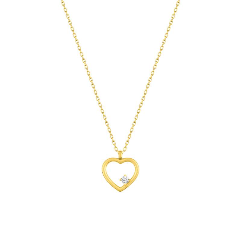 375/1000 Yellow Gold & Cubic Zirconia Necklace, Length 40 cm to 42 cm - Emanessence