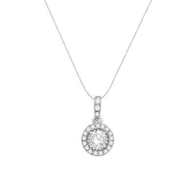 Collier Diamants 0,25 ct GSI2 et Or Blanc 750, Longueur 40 cm - Diamond Lady