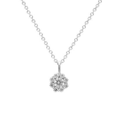 Collier Floral Diamants 0,30 ct GSI2 et Or Blanc 750, Longueur 40 cm - Diamond Lady