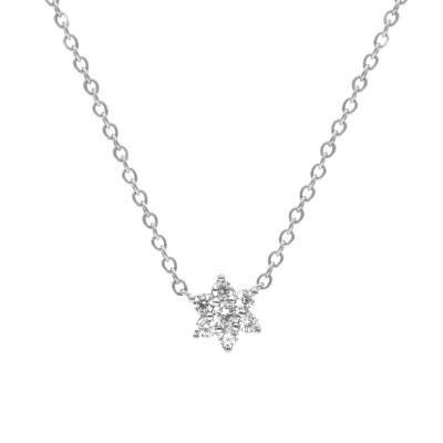 Collier Etoile Diamants 0,15 ct GSI1 et Or Blanc 750, Longueur 40 cm - Diamond Lady