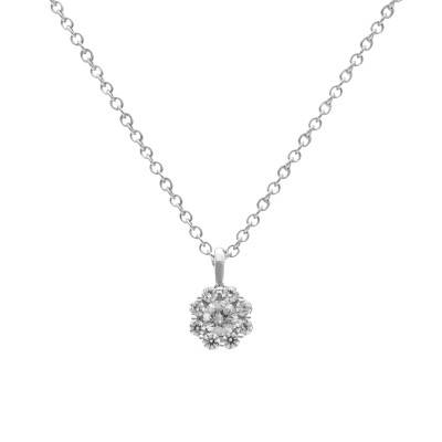 Collier Floral Diamants 0,20 ct GSI2 et Or Blanc 750, Longueur 40 cm - Diamond Lady