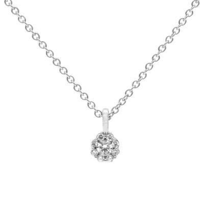 Collier Floral Diamants 0,10 ct GSI2 et Or Blanc 750, Longueur 40 cm - Diamond Lady