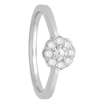 Solitaire Floral Diamants 0,15 ct GSI2 & Or Blanc 750 - Diamond Lady