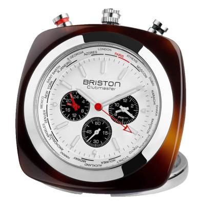 White Acetate Clubmaster Travel Alarm Clock 211250.SA.T.2 - Briston