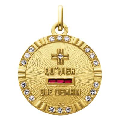 Médaille d'Amour L'Unique Or Jaune 750 & Diamants 0,28 ct, Diamètre 22 mm - Augis