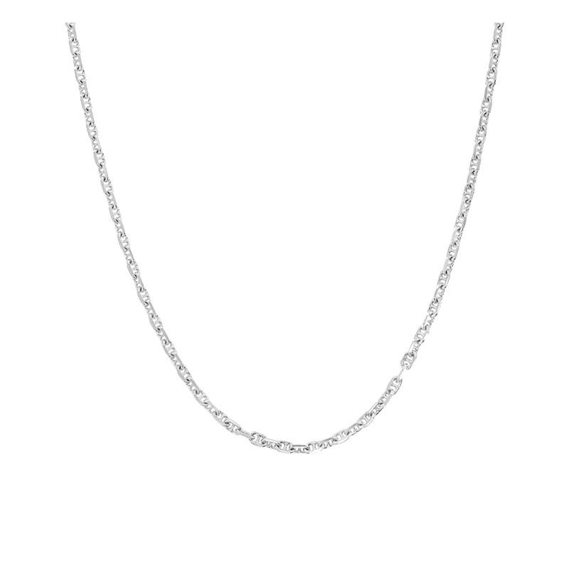 Rhodium-Plated 925 Silver Mariner Chain, Length 45 cm, Width 4 mm - Manillon