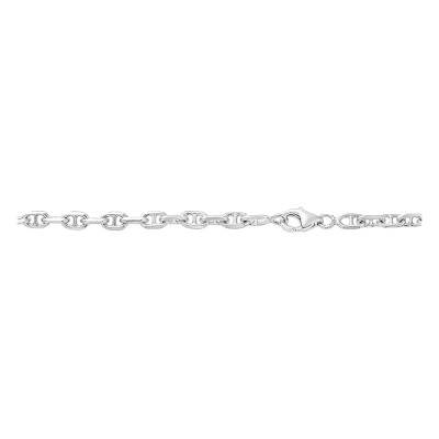 Rhodium-Plated 925 Silver Mariner Chain, Length 45 cm, Width 4 mm - Manillon