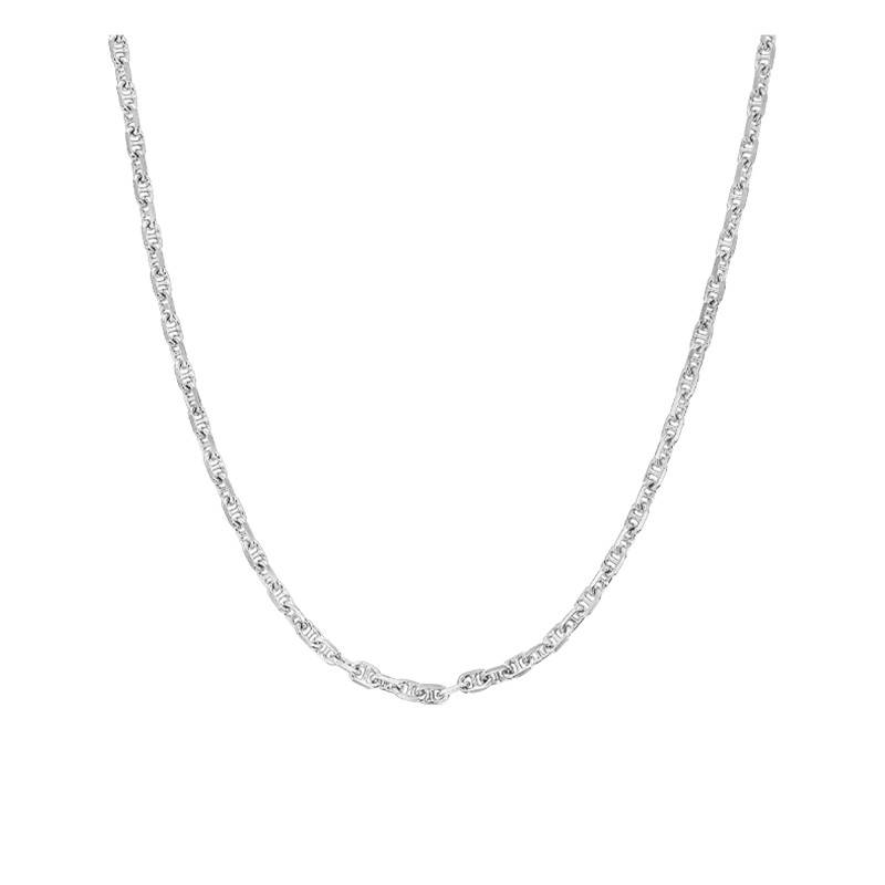 Rhodium-Plated 925 Silver Mariner Chain, Length 50 cm, Width 5 mm - Manillon