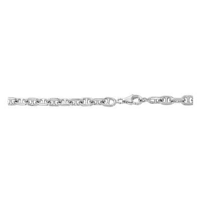 Rhodium-Plated 925 Silver Mariner Chain, Length 50 cm, Width 5 mm - Manillon