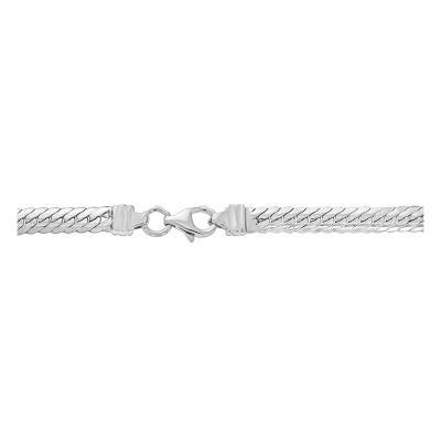 Rhodium-Plated 925 Silver Bismarck Chain, Length 45 cm, Width 4 mm - Manillon