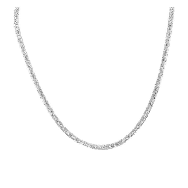 Rhodium-Plated 925 Silver Coffee Bean Chain, Length 42 cm, Width 4 mm - Manillon