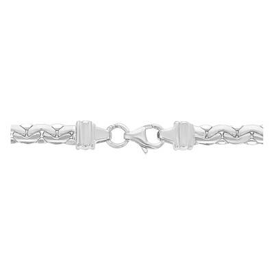Rhodium-Plated 925 Silver Coffee Bean Chain, Length 42 cm, Width 4 mm - Manillon