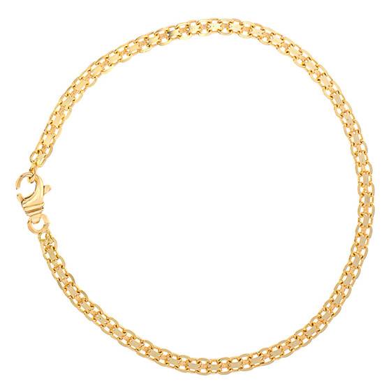 Bracelet Or Rouge 585° (14K) – Modèle Bismarck Bicolore – 19 Cm – Neuf Avec étui
