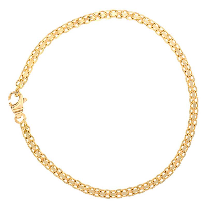 750 Yellow Gold Bismarck Chain Bracelet, Width 3.10 mm, Length 18 cm - Manillon