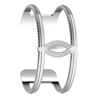 Silver-Plated Cubic Zirconia Persan Cuff Bracelet, Width 14 mm and 25 mm - Les Georgettes