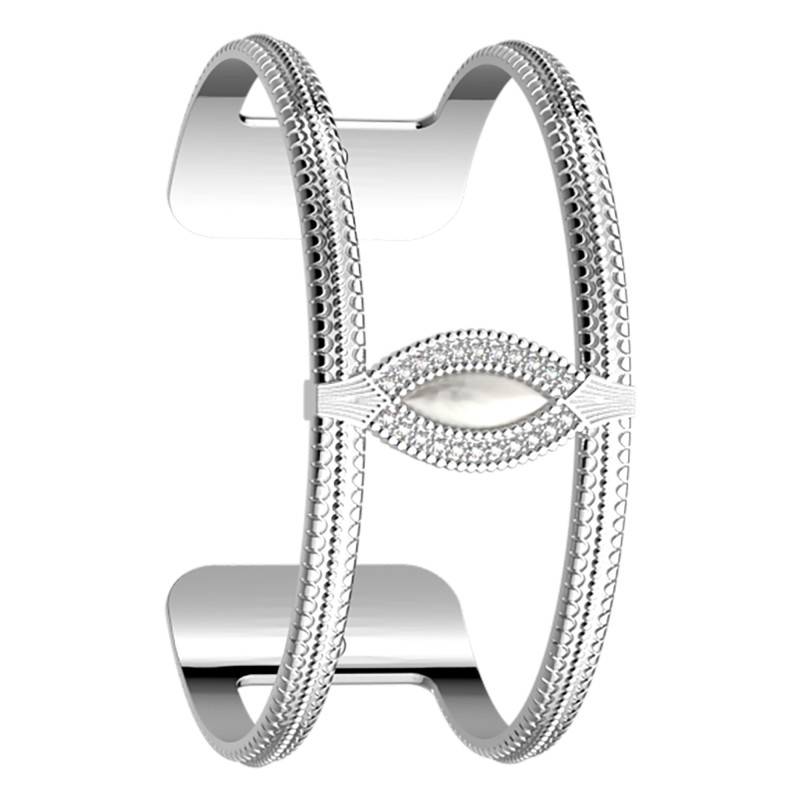 Silver-Plated Cubic Zirconia Persan Cuff Bracelet, Width 14 mm and 25 mm - Les Georgettes