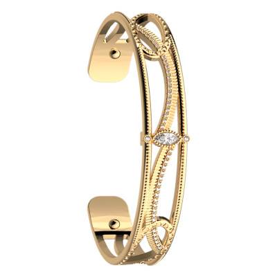 Manchette Sultane Dorée & Oxyde de Zirconium, Largeur 25,00 mm - Les Georgettes