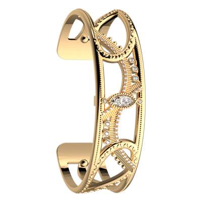 Manchette Sultane Dorée & Oxyde de Zirconium, Largeur 25,00 mm - Les Georgettes