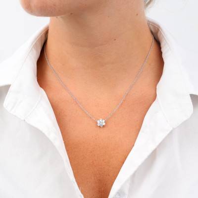 Collier Etoile Diamant 0,77 ct GSI1 et Or Blanc 750, Longueur 40 cm - Diamond Lady