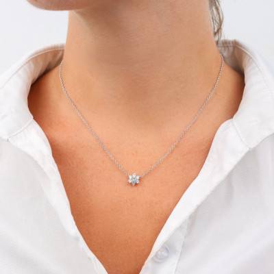 Collier Etoile Diamants 0,52 ct GSI1 et Or Blanc 750, Longueur 40 cm - Diamond Lady