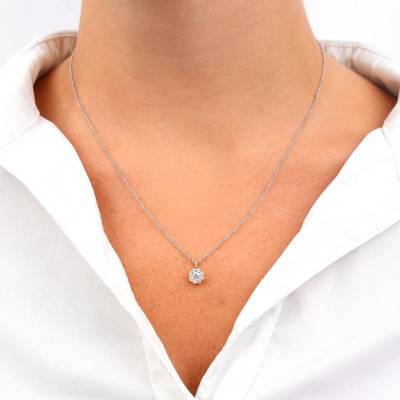 Collier Illusions Diamants 0,40 ct GSI2 et Or Blanc 750, Longueur 40 cm - Diamond Lady