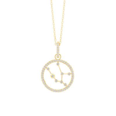 Collier Constellation Taureau en Or Jaune 750 & Diamants 0,17 ct, Longueur 42 cm - Aurora