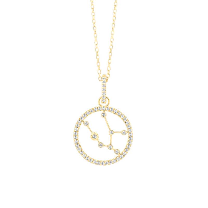 750/1000 Yellow Gold & Diamonds 0.17 ct Taurus Constellation Necklace, 42 cm - Emanessence