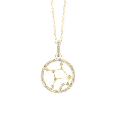 Collier Constellation Vierge en Or Jaune 750 & Diamants 0,17 ct, Longueur 42 cm - Aurora