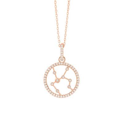 Collier Constellation Sagittaire en Or Rose 750 & Diamants 0,17 ct, Longueur 42 cm - Aurora