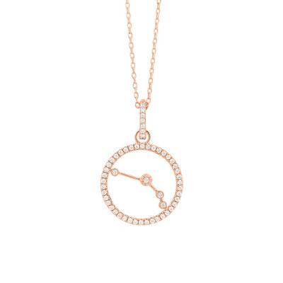 Collier Constellation Bélier en Or Rose 750 & Diamants 0,16 ct, Longueur 42 cm - Aurora