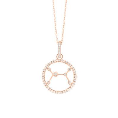 Collier Constellation Cancer en Or Rose 750 & Diamants 0,16 ct, Longueur 42 cm - Aurora