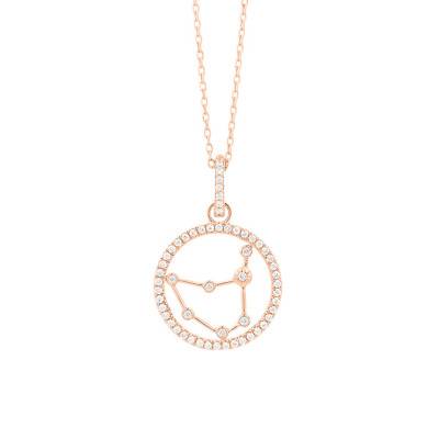 Collier Constellation Capricorne en Or Rose 750 & Diamants 0,17 ct, Longueur 42 cm - Aurora