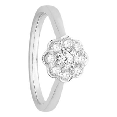 Solitaire Floral Diamants 0,50 ct & Platine - Diamond Lady