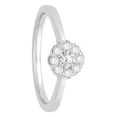 Solitaire Floral Diamants 0,25 ct & Platine - Diamond Lady