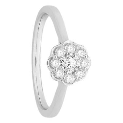 Solitaire Floral Diamants 0,35 ct & Or Blanc 750 - Diamond Lady