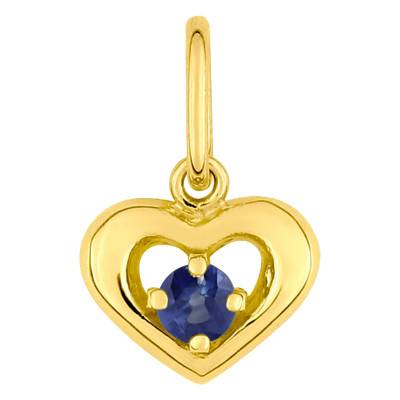 Pendentif Cœur Or Jaune 375 & Saphir Bleu - Emanessence