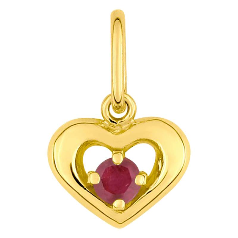 375/1000 Yellow Gold Heart Pendant & Ruby - Emanessence