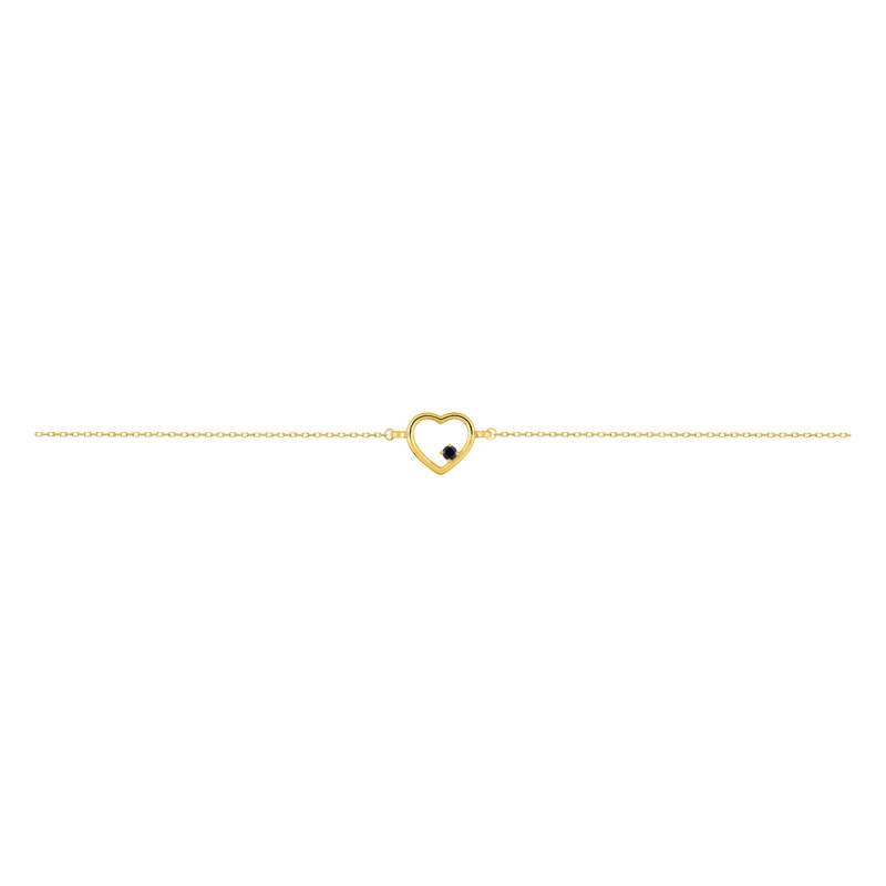 375/1000 Yellow Gold Heart Bracelet & Sapphire - Emanessence