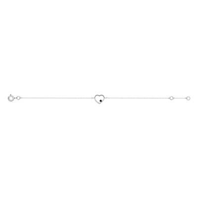 Bracelet Cœur Ajouré Or Blanc 375 & Saphir - Emanessence