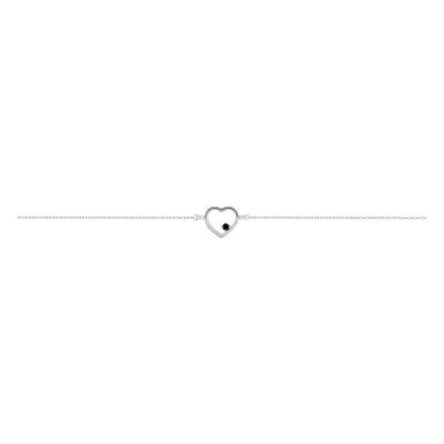 375 White Gold Open Heart Bracelet & Sapphire - Emanessence