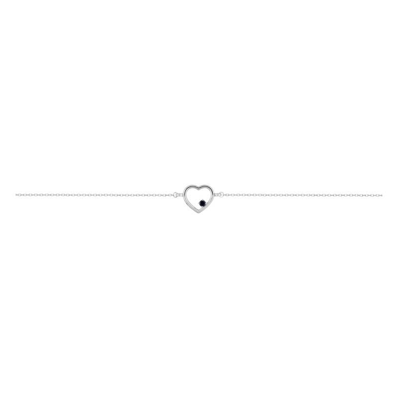 375 White Gold Open Heart Bracelet & Sapphire - Emanessence