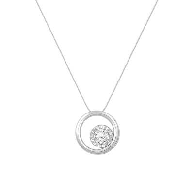 Collier Diamant 0,05 ct GSI2 et Or Blanc 750, Longueur 40 cm - Diamond Lady