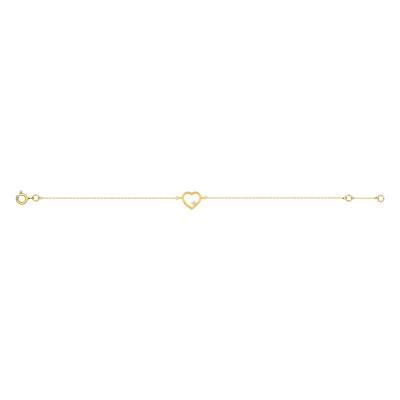 375/1000 Yellow Gold Heart Bracelet & Cubic Zirconia - Emanessence