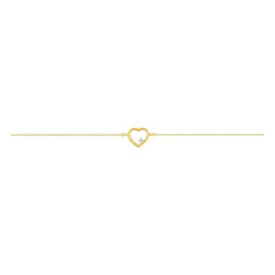 375/1000 Yellow Gold Heart Bracelet & Cubic Zirconia - Emanessence
