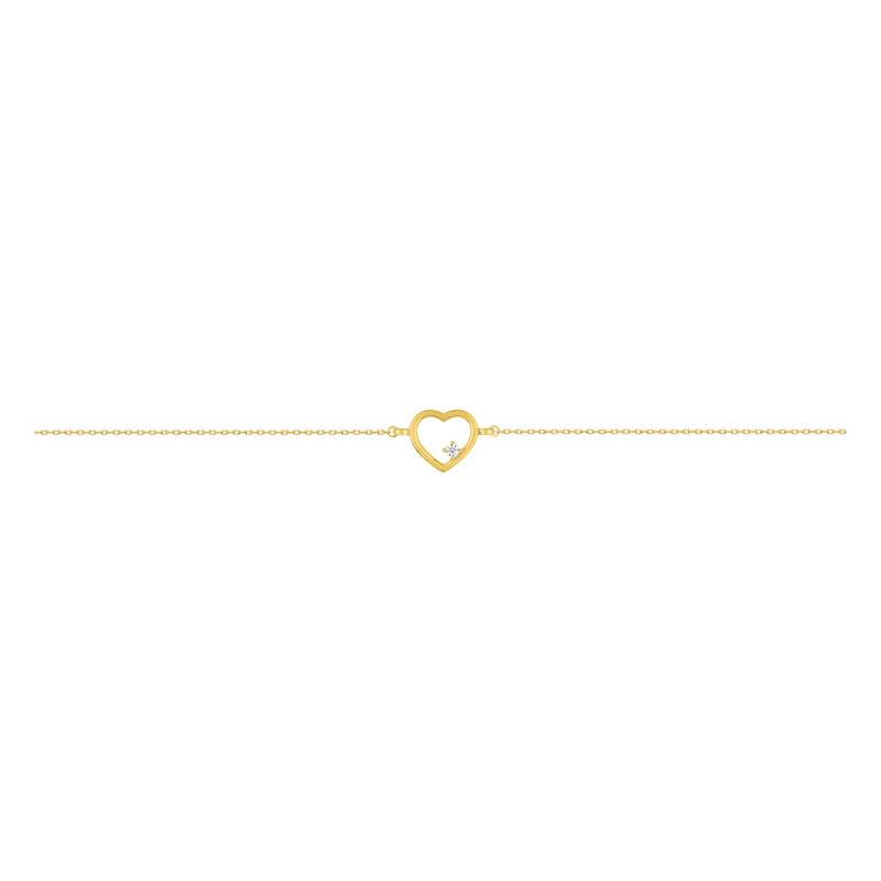375/1000 Yellow Gold Heart Bracelet & Cubic Zirconia - Emanessence