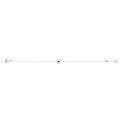 Bracelet Cœur Saphir & Oxydes de Zirconium en Or Blanc 375 - Emanessence