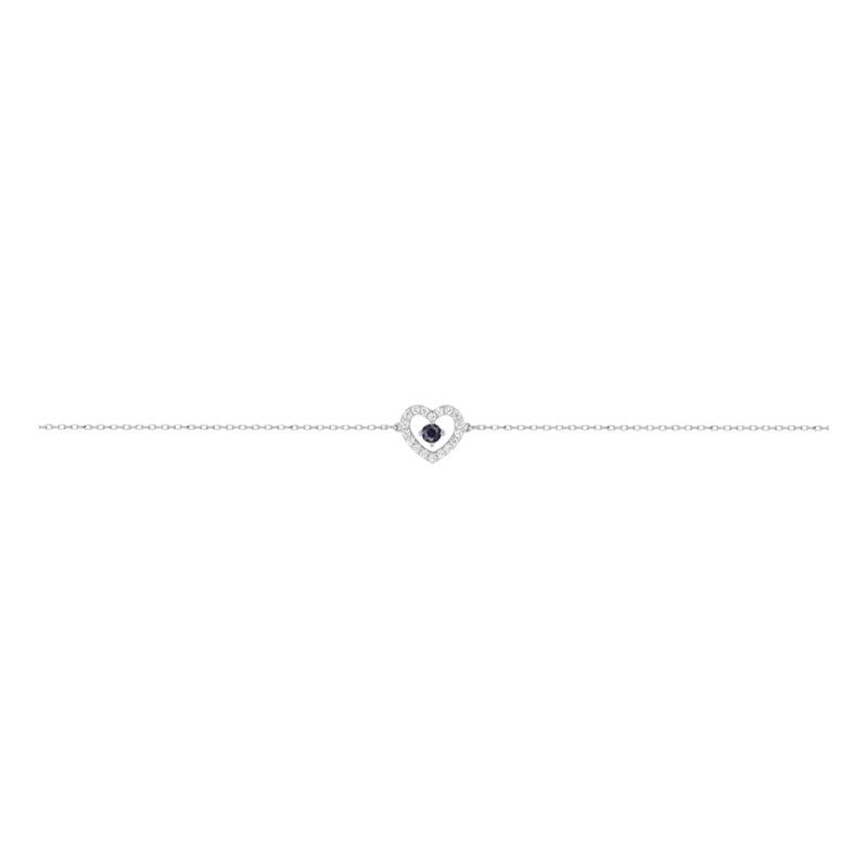375/1000 White Gold Heart Sapphire Bracelet & Cubic Zirconia - Emanessence