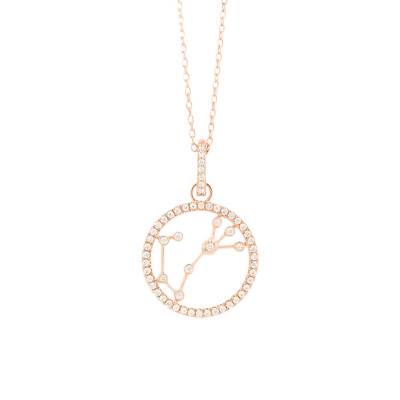 Collier Constellation Scorpion en Or Rose 750 & Diamants 0,17 ct, Longueur 42 cm - Aurora