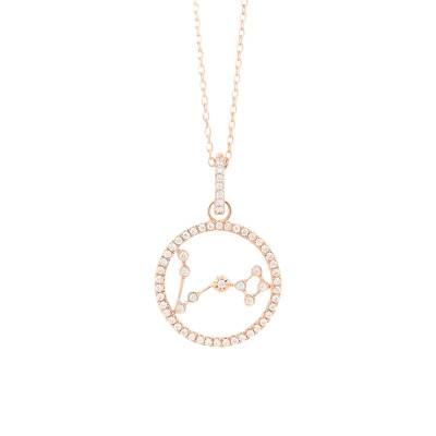 Collier Constellation Poissons en Or Rose 750 & Diamants 0,17 ct, Longueur 42 cm - Aurora